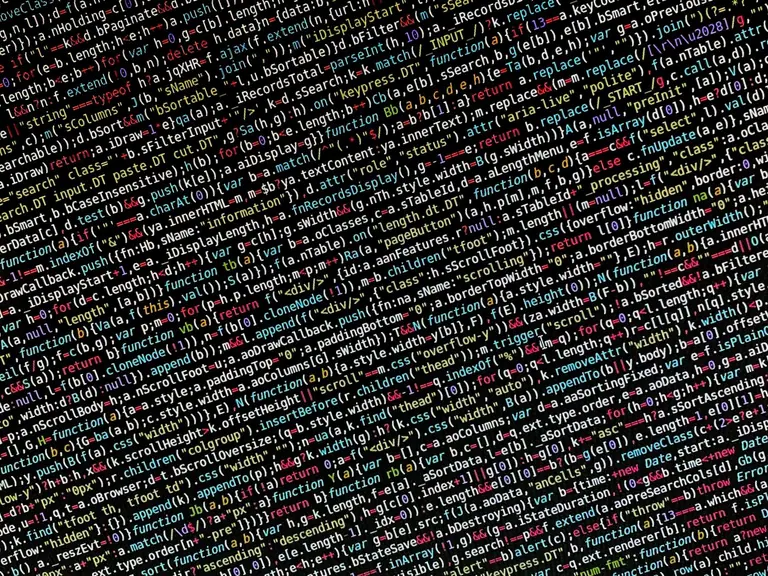Colourful programming code on a screen